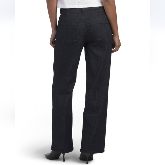 D. Jeans Women's Rinse High Waisted Wide Leg Trousers With Side Tabs - Picture 2 of 7